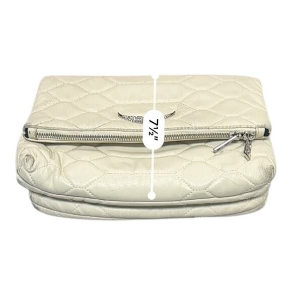 Zadig & Voltaire Cream Quilted Clutch Handbag - Picture 7 of 10
